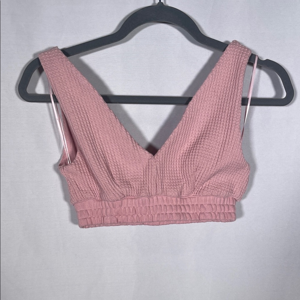 BETTER TOGETHER WOMENS BOUTIQUE PINK WAFFLE BRALETTE SMALL